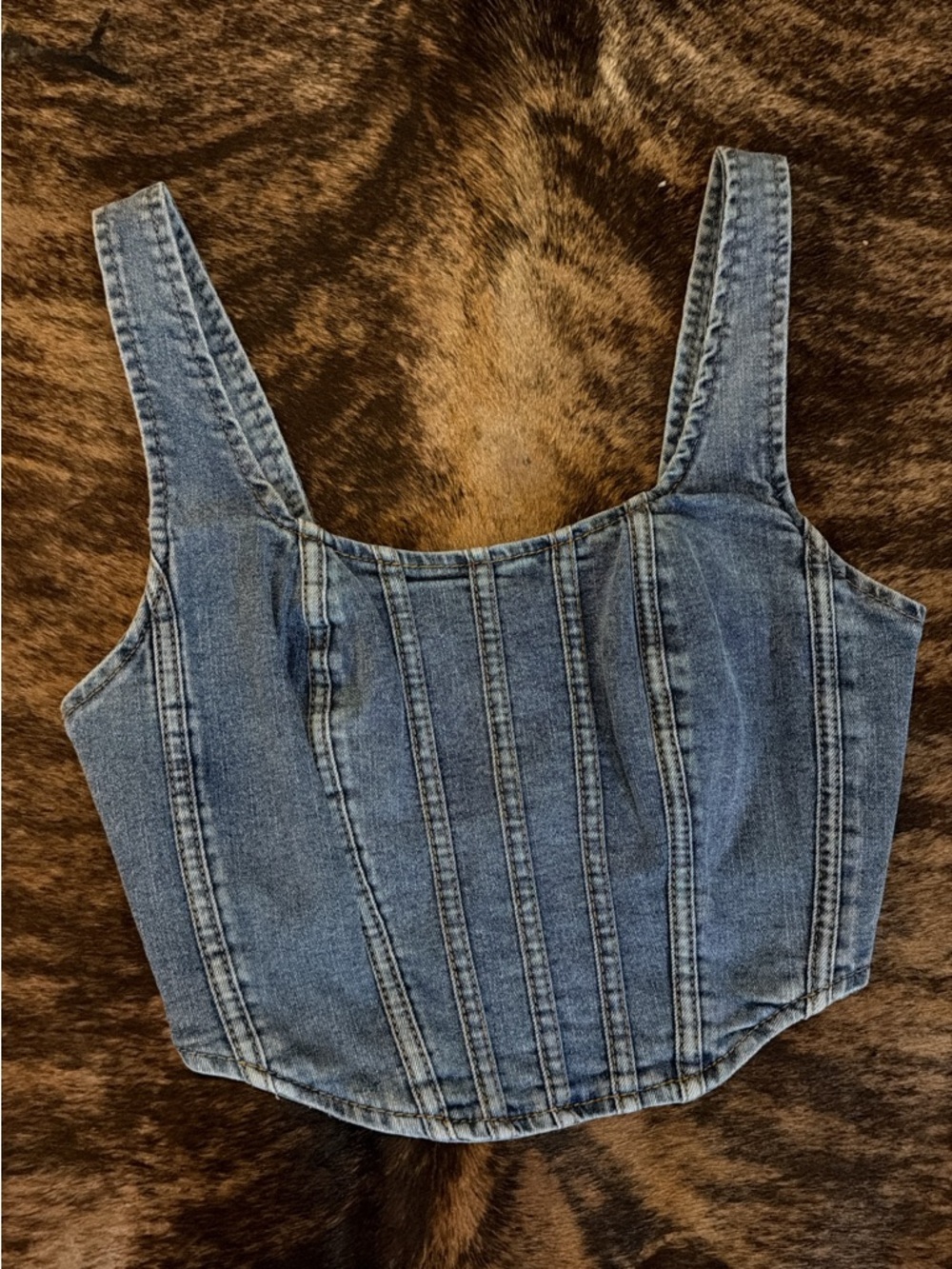 SHEIN Blue Denim Corset Crop Top